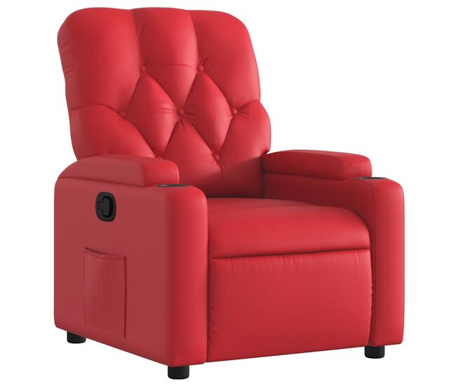 Poltrona reclinável - poltrona relax couro artificial vermelho