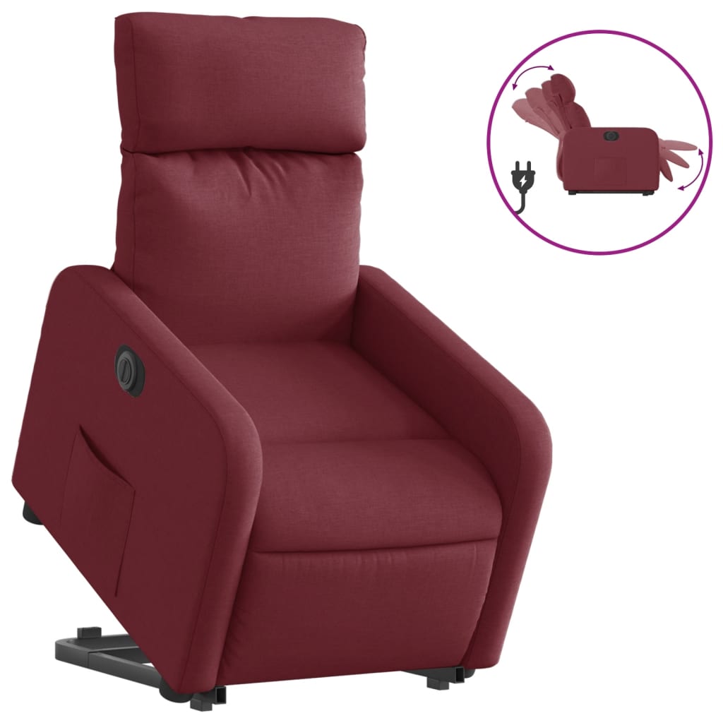 Poltrona reclinável - poltrona relax elétrica tecido vermelho-tinto