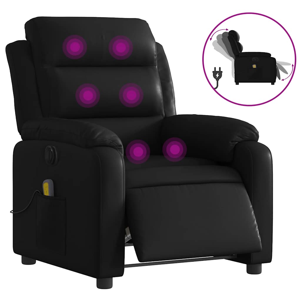 Poltrona massagens reclinável - poltrona relax elétrica couro artificial preto