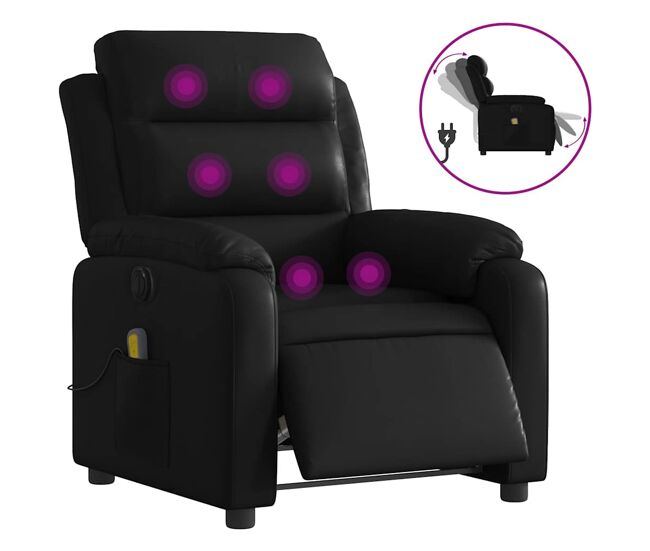 Poltrona massagens reclinável - poltrona relax elétrica couro artificial preto