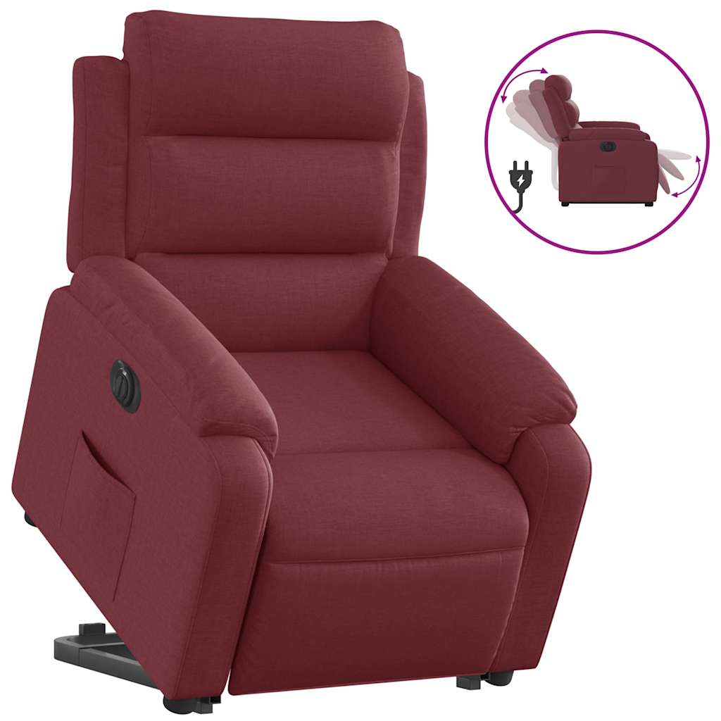 Poltrona reclinável - poltrona relax elétrica tecido vermelho-tinto