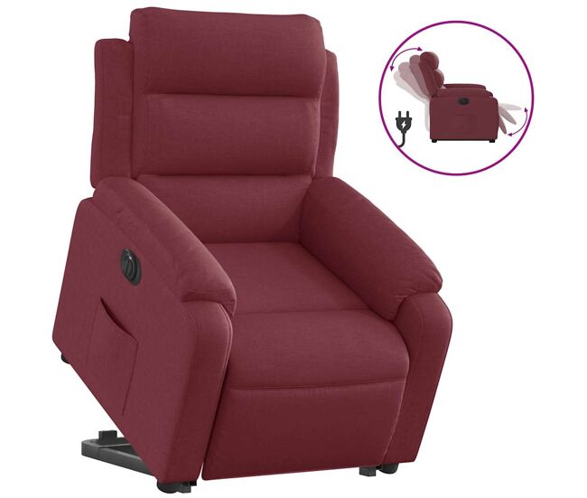 Poltrona reclinável - poltrona relax elétrica tecido vermelho-tinto