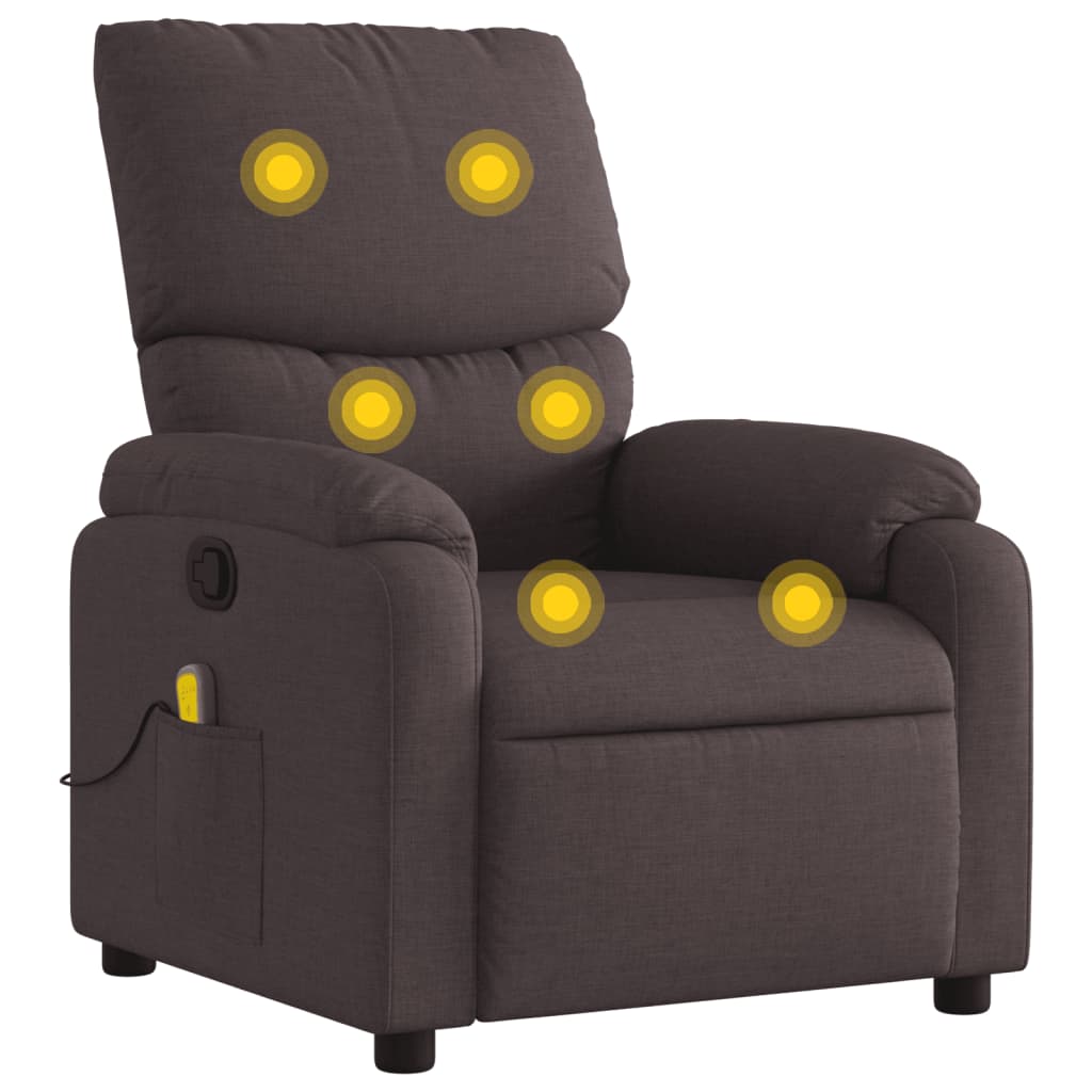 Poltrona de massagens reclinável - poltrona relax tecido castanho-escuro