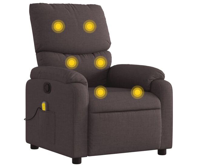 Poltrona de massagens reclinável - poltrona relax tecido castanho-escuro