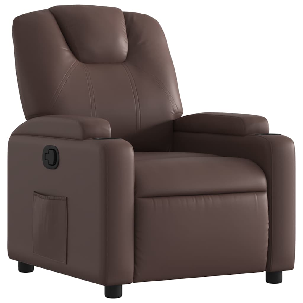 Poltrona reclinável - poltrona relax couro artificial castanho