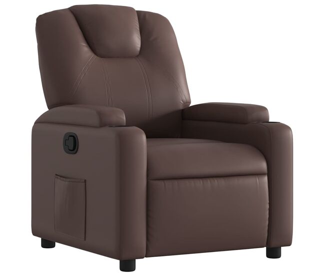 Poltrona reclinável - poltrona relax couro artificial castanho