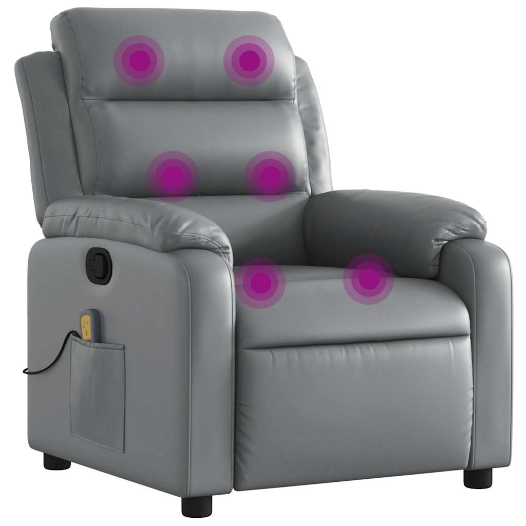 Poltrona de massagens reclinável - poltrona relax couro artificial cinzento