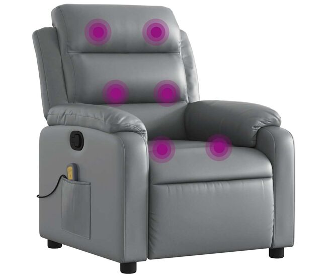 Poltrona de massagens reclinável - poltrona relax couro artificial cinzento