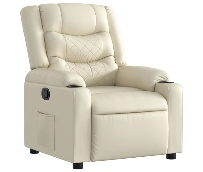 Poltrona reclinável - poltrona relax couro artificial cor creme