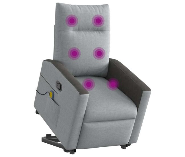 Poltrona reclinável massagens - poltrona relax tecido cinzento-claro