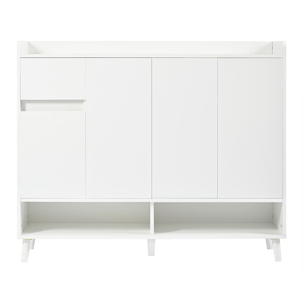 Móvel consola moderno 120x99x35 cm - grande capacidade de arrumação, 4 portas, 1 gaveta - branco