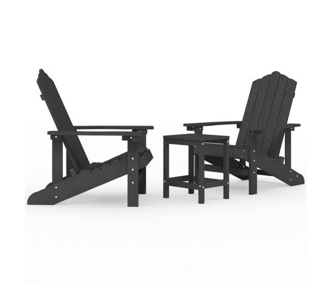 Cadeiras de jardim - cadeiras de exterior adirondack com mesa pead antracite