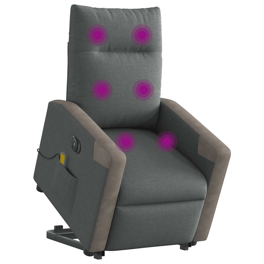 Poltrona elétrica elevatória massagens - poltrona relax tecido cinzento-escuro