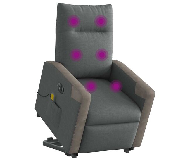 Poltrona elétrica elevatória massagens - poltrona relax tecido cinzento-escuro