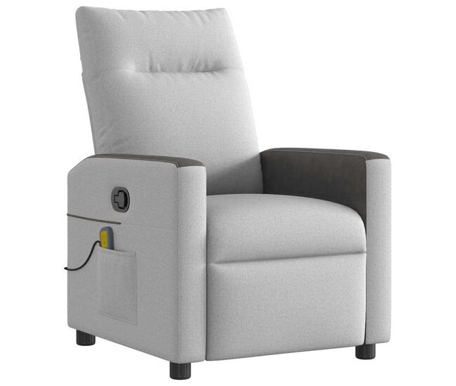 Cadeira de massagem reclinável - poltrona relax tecido cinzento