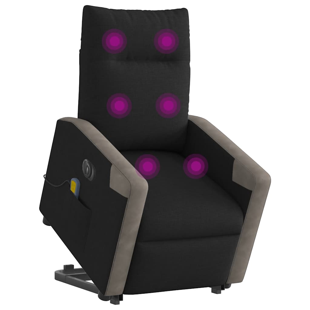 Poltrona elétrica elevatória massagens - poltrona relax tecido preto
