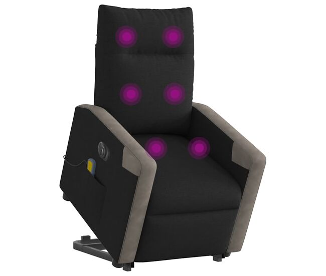 Poltrona elétrica elevatória massagens - poltrona relax tecido preto