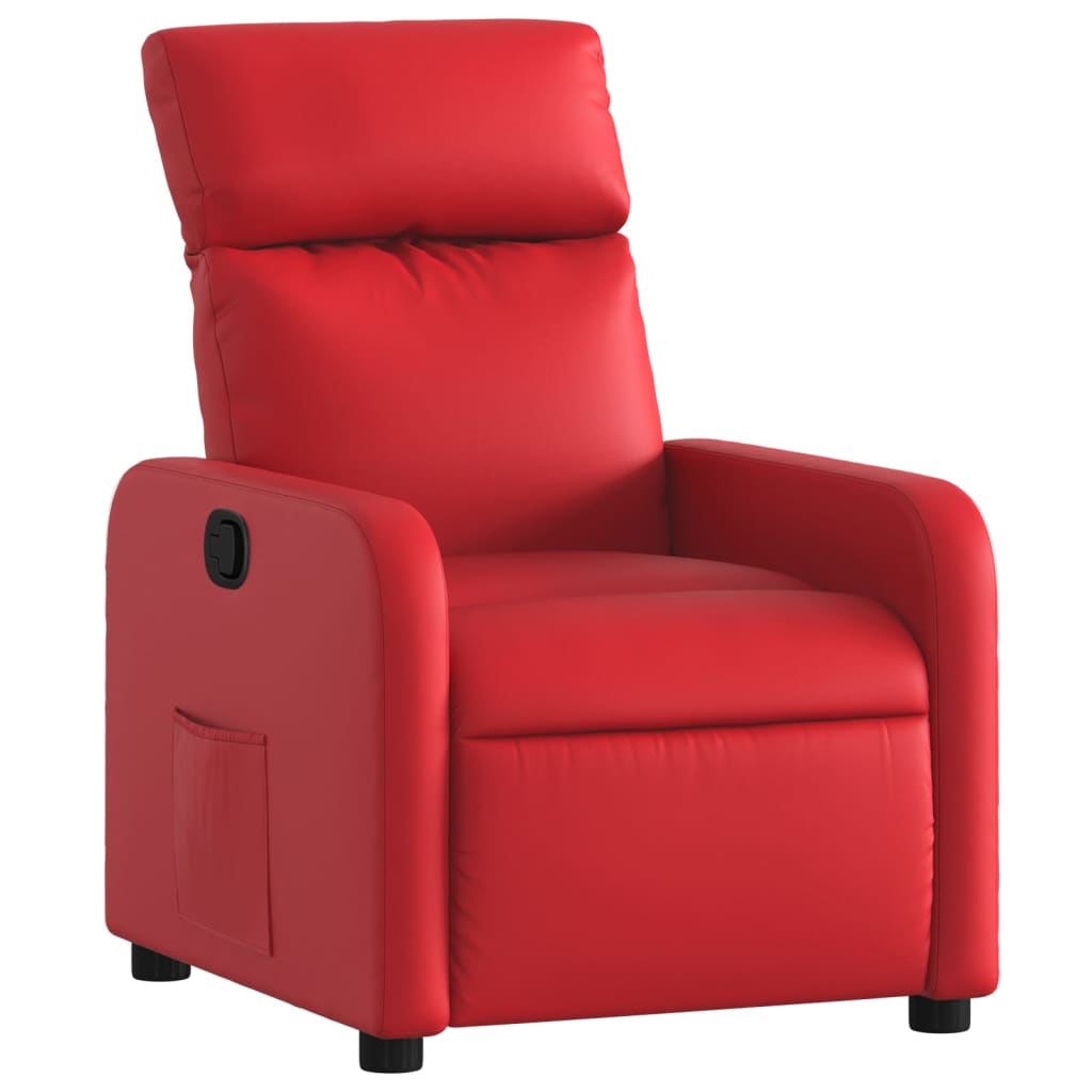 Poltrona reclinável - poltrona relax couro artificial vermelho