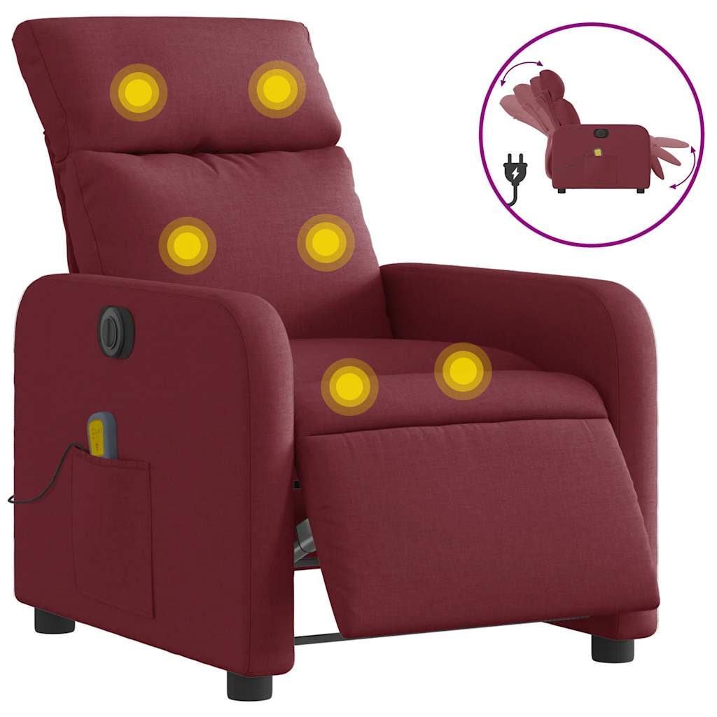 Poltrona reclinável de massagens - poltrona relax elétrica tecido vermelho tinto