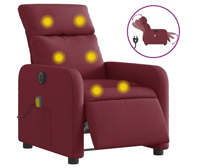 Poltrona reclinável de massagens - poltrona relax elétrica tecido vermelho tinto