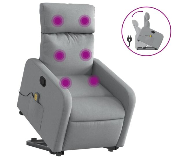Poltrona reclinável massagens - poltrona relax tecido cinzento-claro