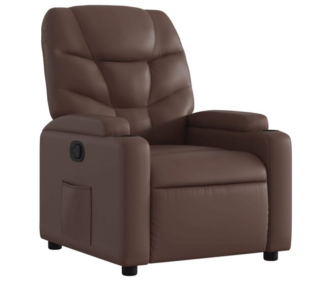 Poltrona reclinável - poltrona relax couro artificial castanho