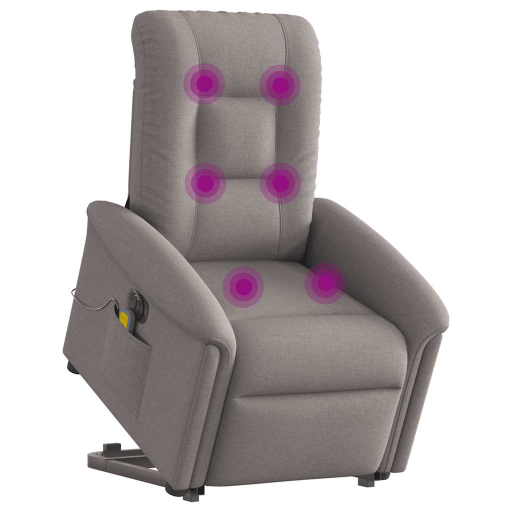 Poltrona elétrica elevatória massagens - poltrona relax tecido cinza-acastanhado