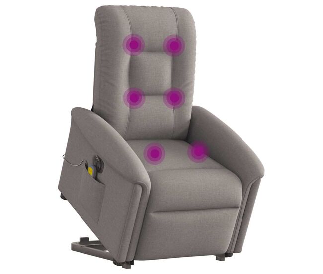 Poltrona elétrica elevatória massagens - poltrona relax tecido cinza-acastanhado
