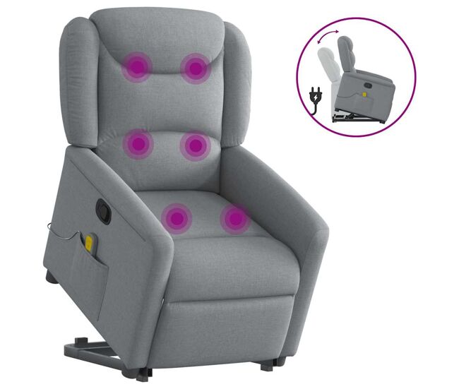 Poltrona reclinável massagens - poltrona relax tecido cinzento-claro