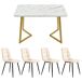 Conjunto de mesas e cadeiras de sala de jantar 117x68 Conjunto de mesas e cadeiras de sala de jantar 117x68 Branco/ Bege