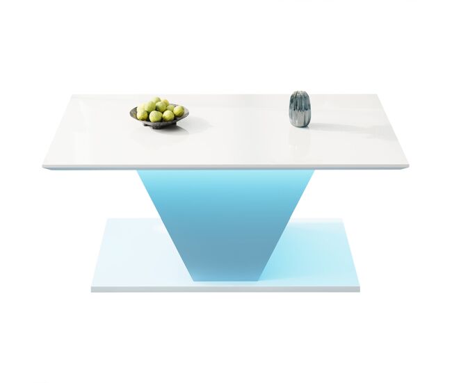 Mesa de centro v-form - mesa de café com luzes led - mesa de sala branca