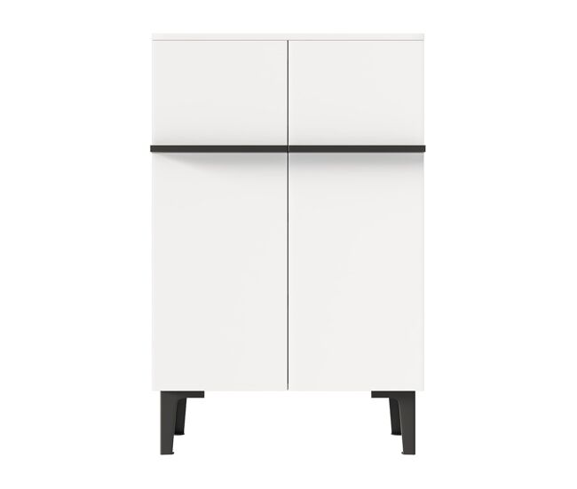 Sapateira 95x60x35 cm - porta dupla, grande capacidade, prateleiras ajustáveis - preto/branco