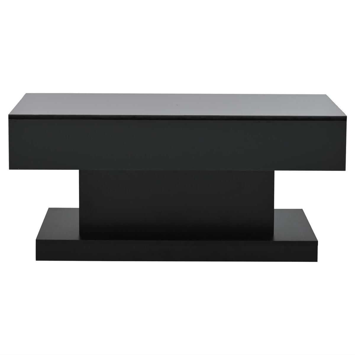 Mesa de centro 100x50x45 cm - 2 gavetas, mesa de café com luz led - cor preta