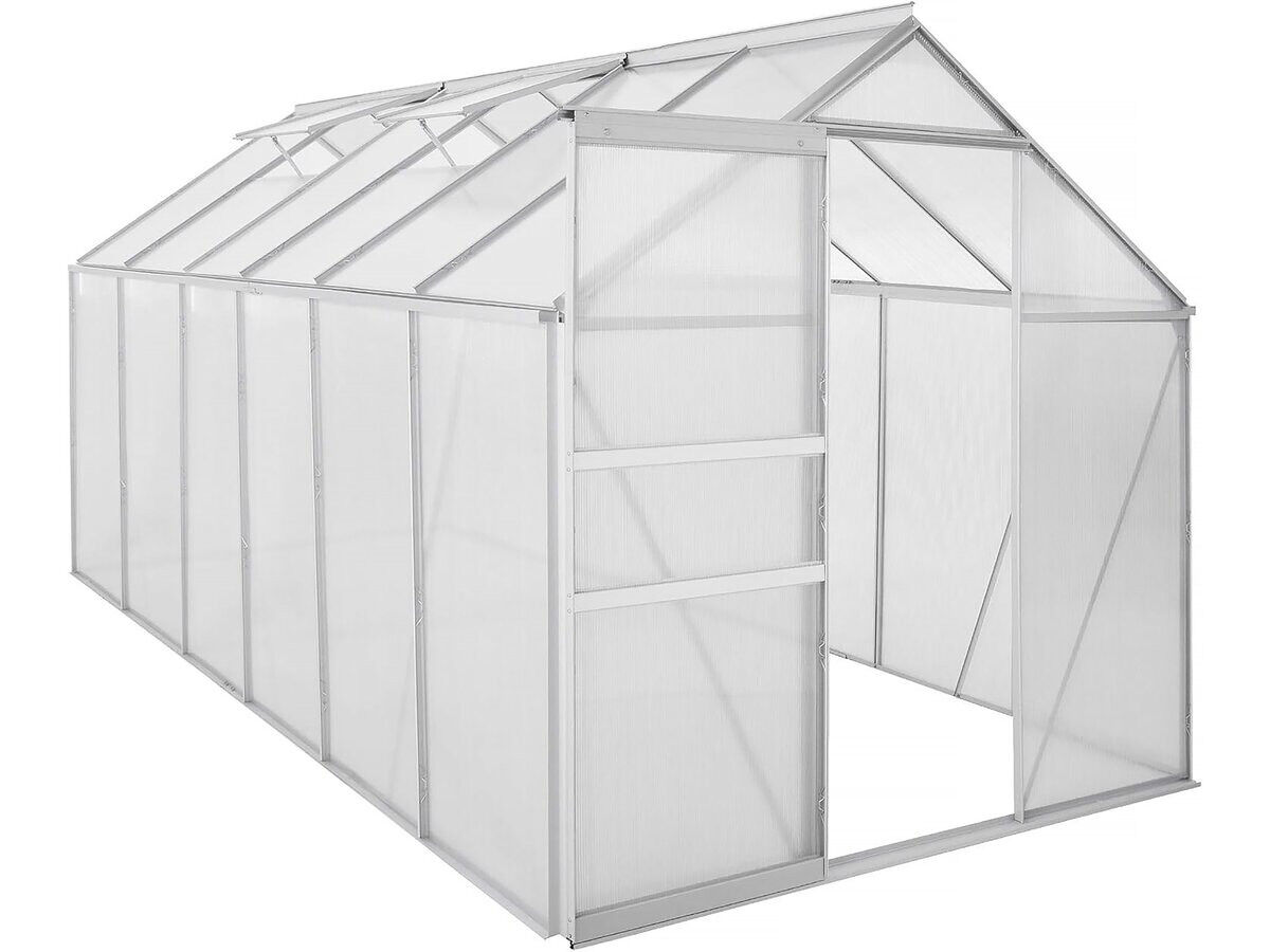 Estufa de policarbonato 370 x 190 x 195 cm "basílico" - 7,03 m² - gris
