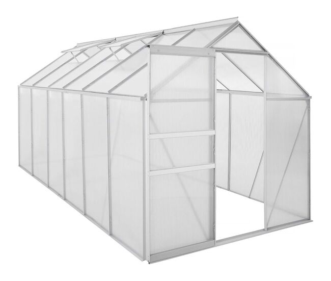 Estufa de policarbonato 370 x 190 x 195 cm "basílico" - 7,03 m² - gris