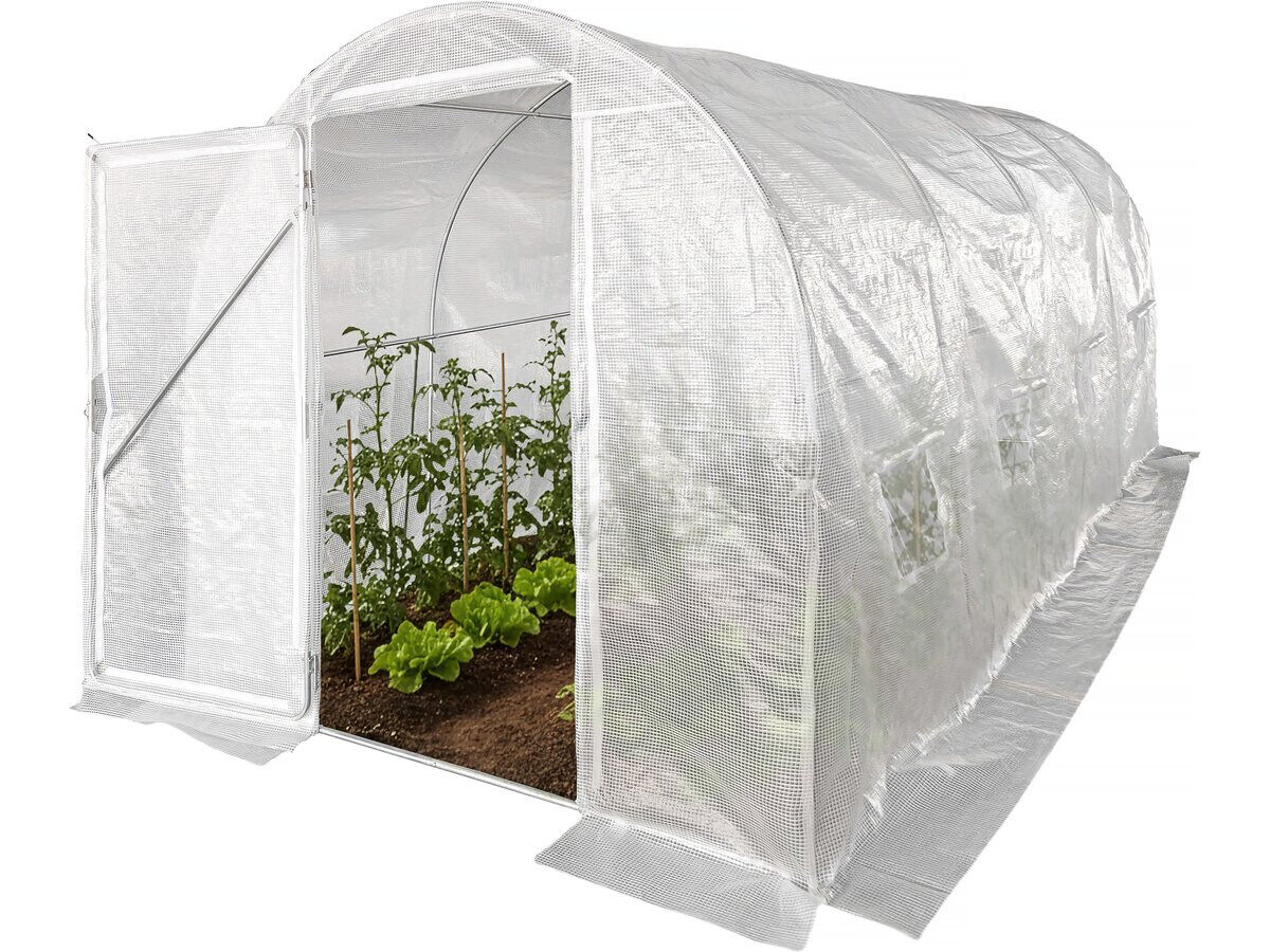 Estufa de jardim tipo túnel "mimosa" com porta - 9 m² - 180 g - blanche