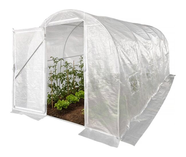 Estufa de jardim tipo túnel "mimosa" com porta - 9 m² - 180 g - blanche