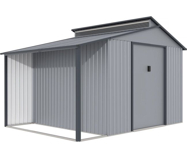 Abrigo de jardim em metal com pérgula "madras" - 9,12 m² - 355 x 257 x 237 cm - gris
