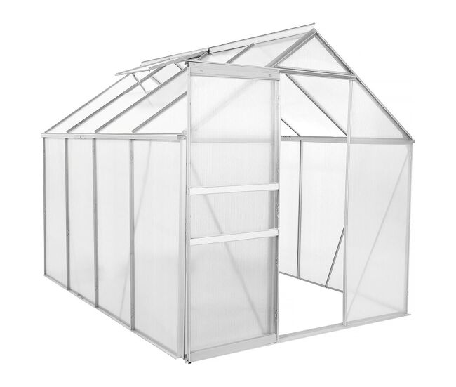 Estufa de policarbonato 250 x 190 x 195 cm "basílico" - 4,75 m² - gris