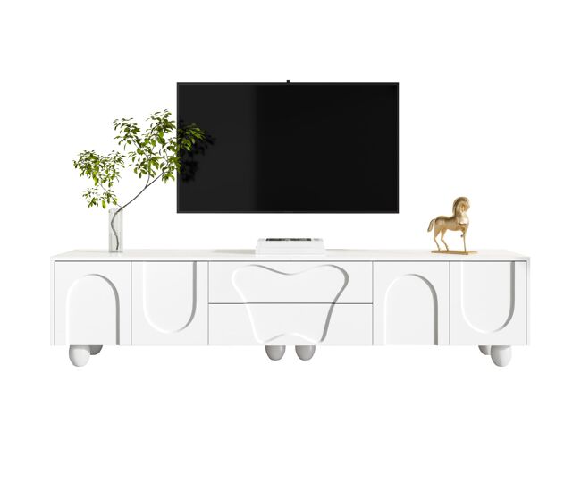 Móvel de tv 180 cm - minimalista com pés de madeira, design elegante - branco
