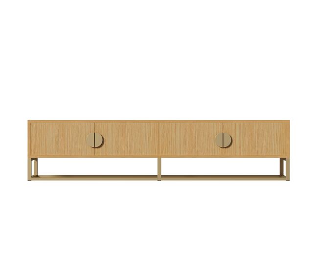 Móvel de tv 180 cm - moderno, 4 portas, com puxadores arredondados - madeira