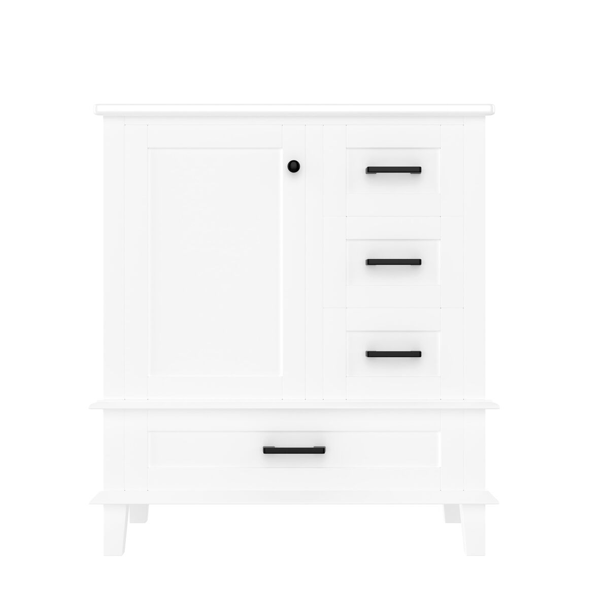 Armário de casa de banho 76x46x83,5 cm - com lavatório, 3 gavetas silenciosas, prateleira na porta - branco