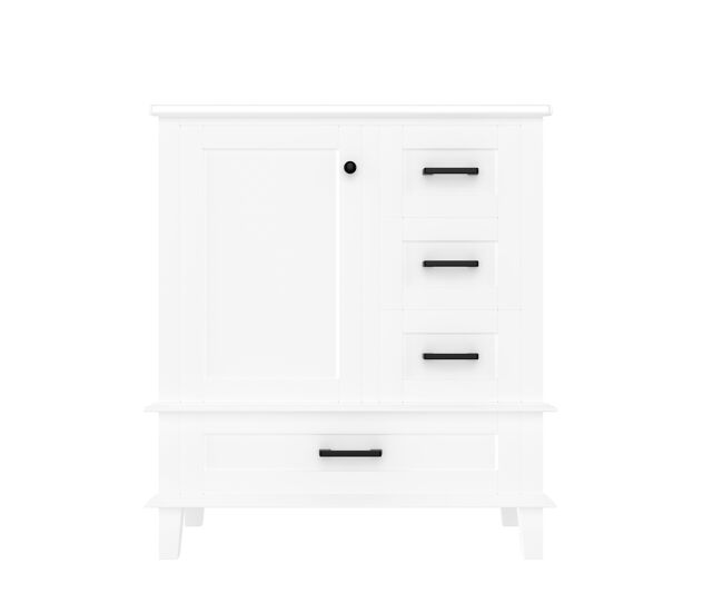 Armário de casa de banho 76x46x83,5 cm - com lavatório, 3 gavetas silenciosas, prateleira na porta - branco