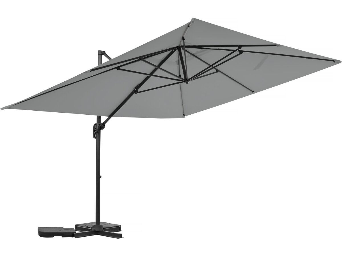 Guarda-sol de jardim cantilever "sky 4" em alumínio - 3 x 4 m - gris