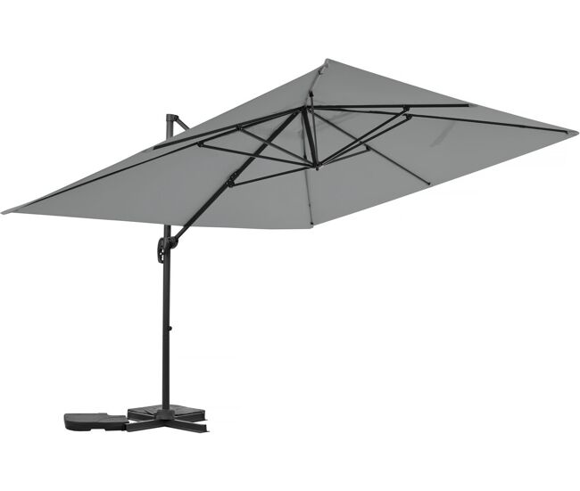 Guarda-sol de jardim cantilever "sky 4" em alumínio - 3 x 4 m - gris