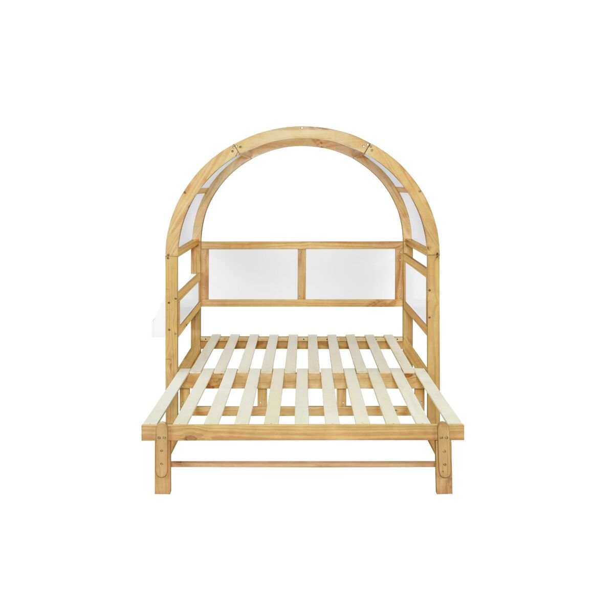 Cama infantil 140x200 - extensível com cama extra e teto arqueado - branco/natural