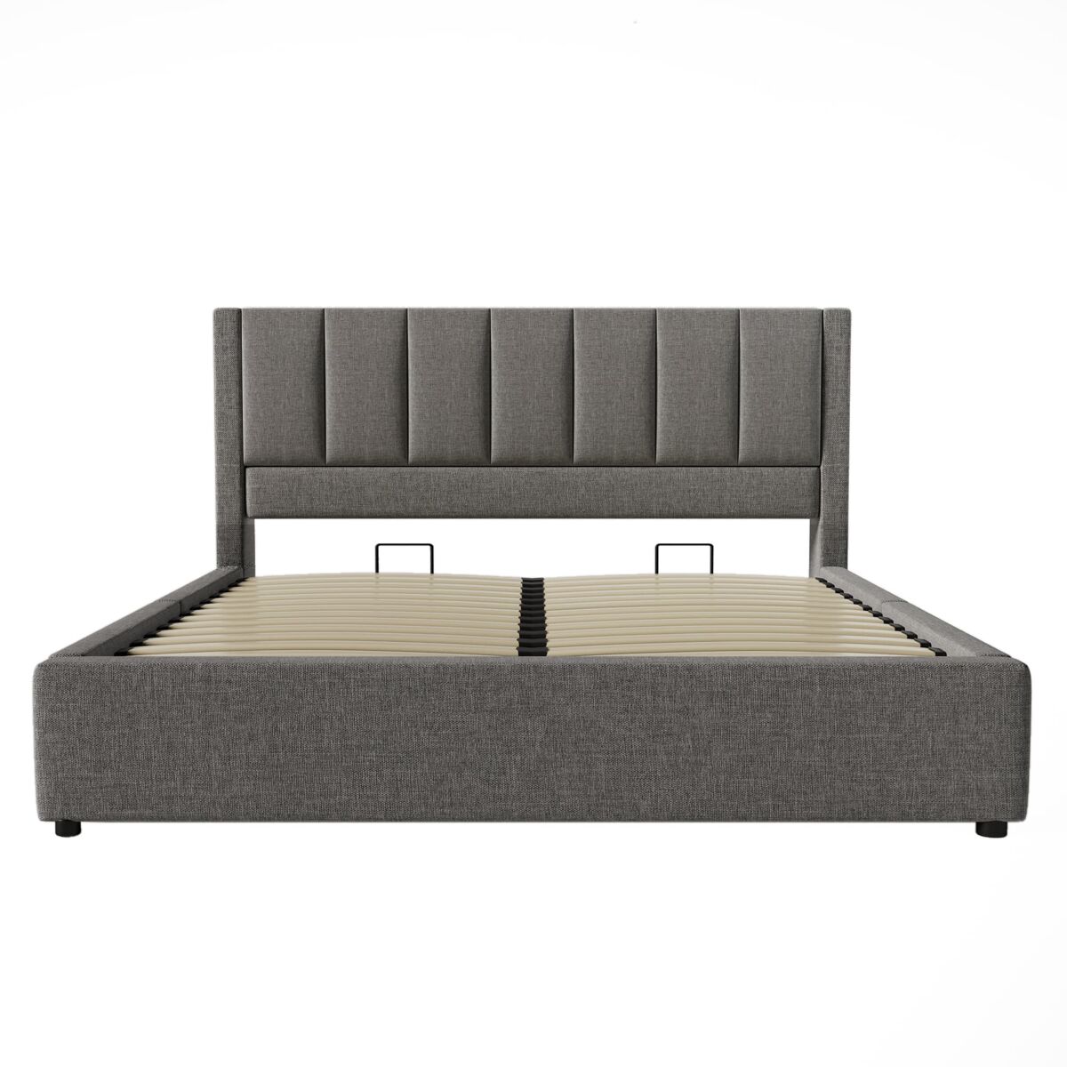 Cama estofada 180x200 cm - com suporte para copo e estação de carregamento - cinza