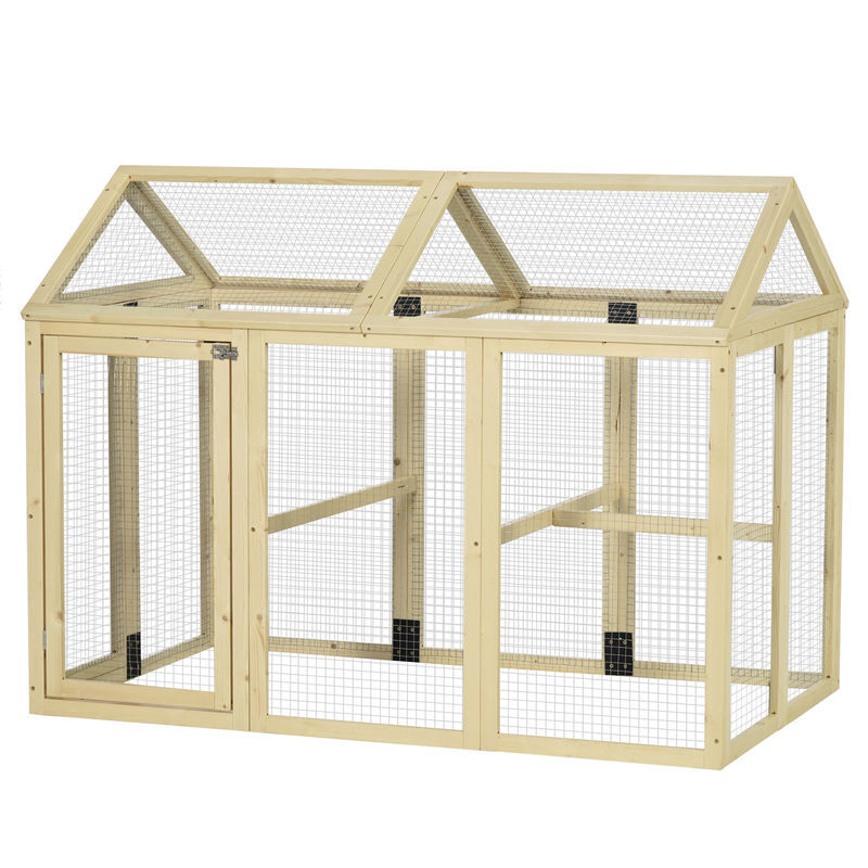 Pawhut galinheiro para exterior 140x88,5x106 cm galinheiro para 1-3 galinhas com 3 poleiros estrutura de madeira e 2 portas com fechadura para pátio