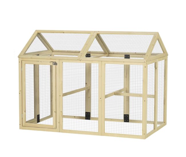 Pawhut galinheiro para exterior 140x88,5x106 cm galinheiro para 1-3 galinhas com 3 poleiros estrutura de madeira e 2 portas com fechadura para pátio