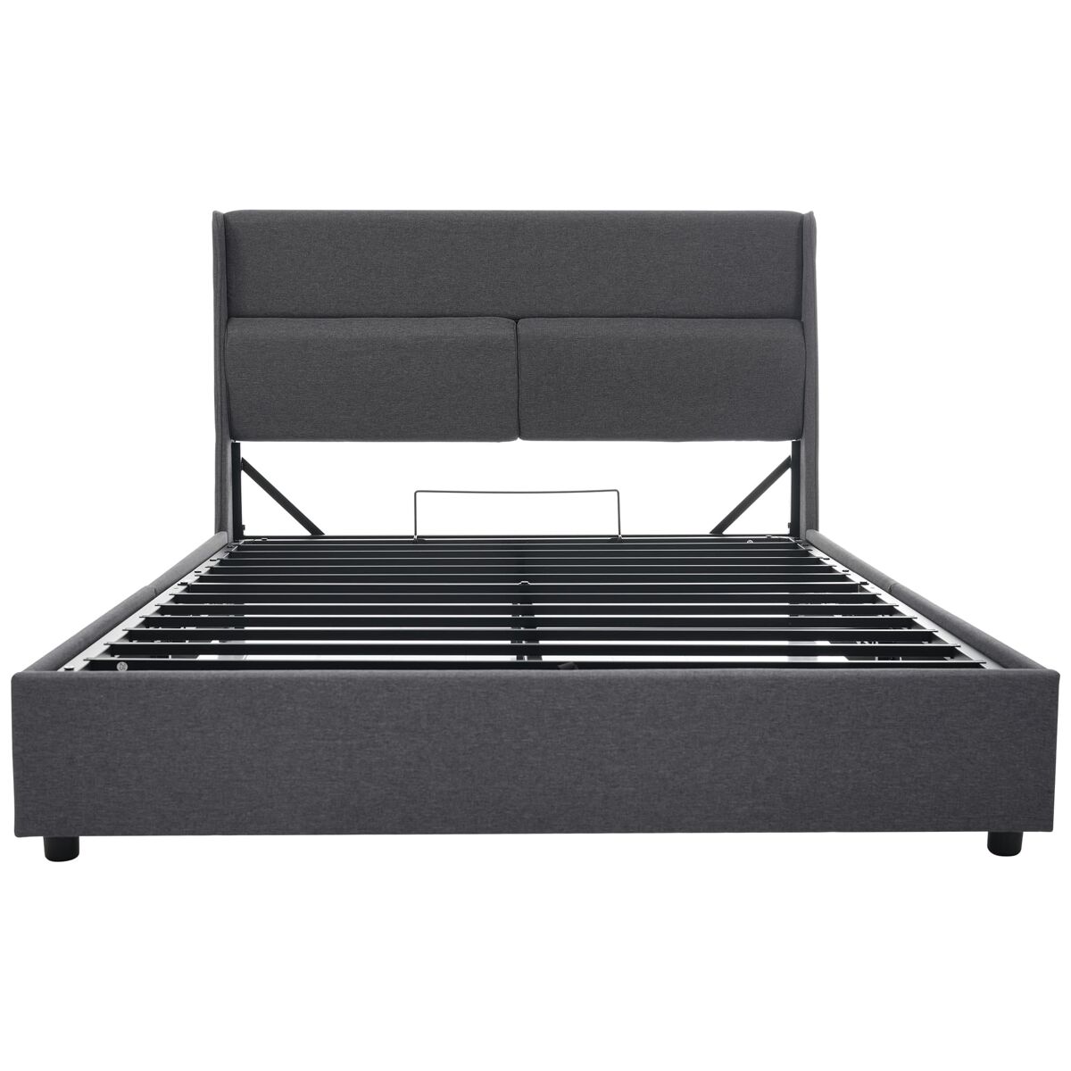 Cama estofada 160x200 cm - cabeceira ajustável, canapé hidráulico com arrumação - gris